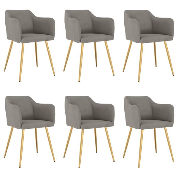 vidaXL Eetkamerstoelen 6 st fluweel lichtgrijs