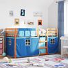 vidaXL Stapelbed met gordijnen 90x190 cm massief grenenhout blauw