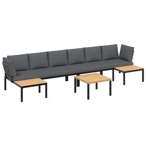 vidaXL 5-delige Loungeset met kussens aluminium zwart