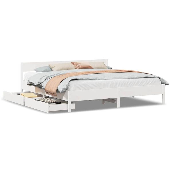 vidaXL Bedframe zonder matras massief grenenhout wit 180x200 cm