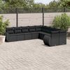 vidaXL 10-delige Loungeset met kussens poly rattan zwart
