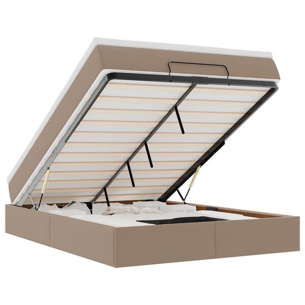 vidaXL Ottoman bed met matras 140x200cm kunstleer cappuccinokleurig