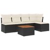 vidaXL 6-delige Loungeset met kussens poly rattan zwart