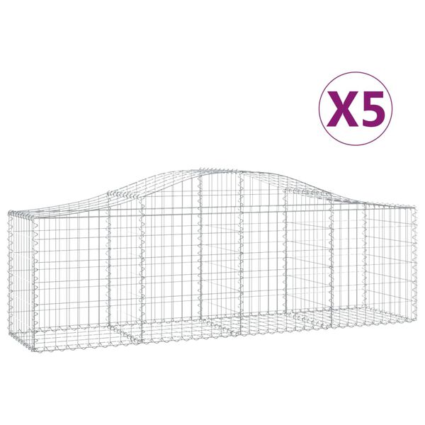 vidaXL Schanskorven 5 st gewelfd 200x50x60/80 cm gegalvaniseerd ijzer