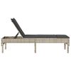 vidaXL Ligstoel met kussen lichtgrijs 55x200x44cm polyrotan