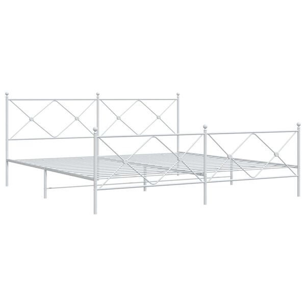 vidaXL Bedframe met hoofd- en voeteneinde metaal wit 193x203 cm