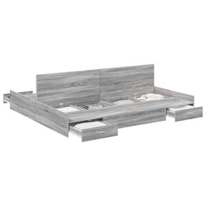 vidaXL Opbergbedframe met lade Grijs Sonoma 180 x 200 cm Bewerkt hout