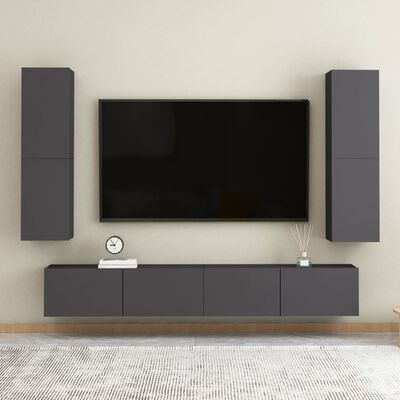 vidaXL Tv-meubel 30,5x30x110 cm spaanplaat grijs