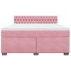 vidaXL Boxspring met matras fluweel roze 180x200 cm