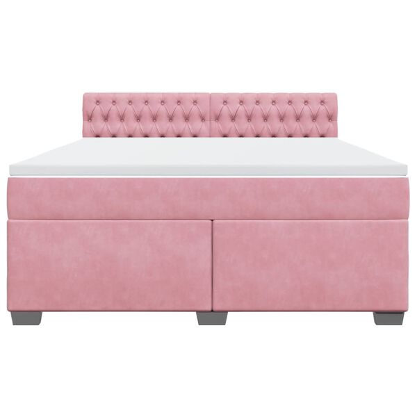 vidaXL Boxspring met matras fluweel roze 180x200 cm