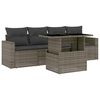 vidaXL 5-delige Loungeset met kussens poly rattan grijs