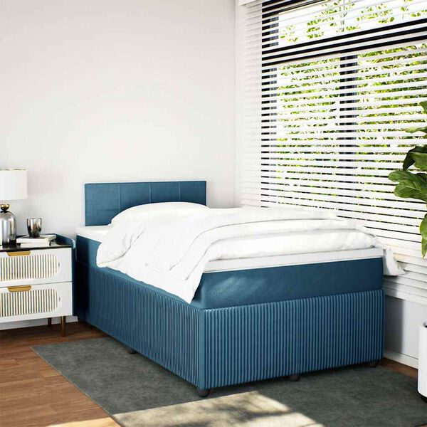 vidaXL Boxspring met matras fluweel blauw 120x200 cm