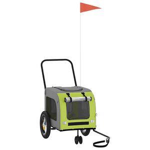 vidaXL Fietskar voor huisdieren Groen en Grijs 125 x 53 x 54 cm