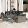 vidaXL 9-delige Loungeset met kussens poly rattan grijs