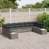 vidaXL Tuinbankenset met kussen 10 pcs Grijs Polyrattan