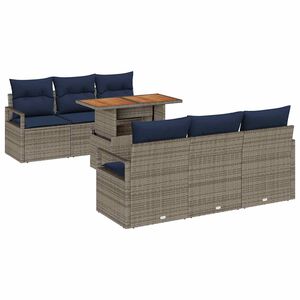 vidaXL Tuin Sofa Set 7 st 6-Aantal zitplaatsen grijs en marineblauw