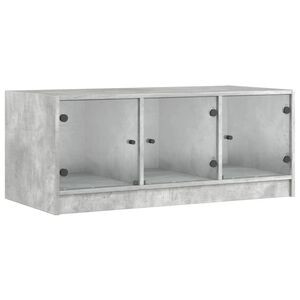 vidaXL Salontafel met glazen deuren 102x50x42 cm betongrijs