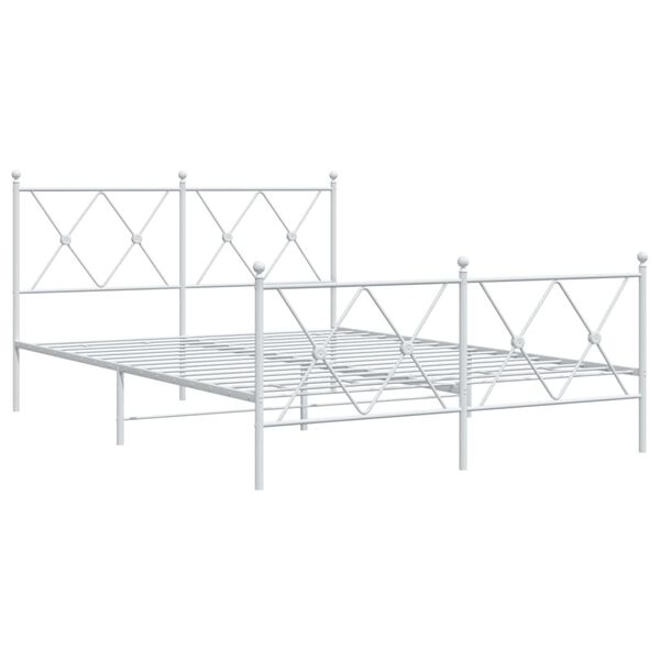 vidaXL Bedframe met hoofd- en voeteneinde metaal wit 140x200 cm