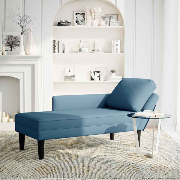 vidaXL Chaise longue met kussen en rechterarmleuning fluweel blauw