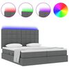 vidaXL Bed met LED-striplichten Donkergrijs 200 x 200 cm Stof