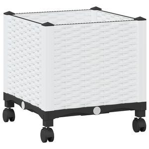vidaXL Tuinschaal met wielen Wit 40 x 40 x 48 cm PP