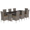 vidaXL 9-delige Tuinset met kussens poly rattan grijs