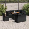 vidaXL 9-delige Loungeset met kussens poly rattan zwart
