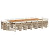 vidaXL 17-delige Tuinset met kussens poly rattan beige