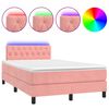 vidaXL Boxspring met matras en LED fluweel roze 120x190 cm