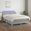 vidaXL Boxspring met matras en LED stof lichtgrijs 140x200 cm