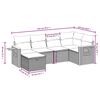 vidaXL 6-delige Loungeset met kussens poly rattan grijs