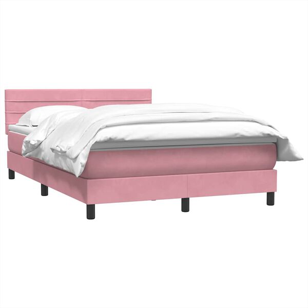 vidaXL Boxspring met matras fluweel roze 140x220 cm