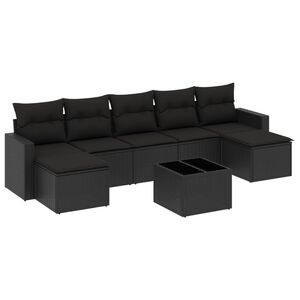 vidaXL 8-delige Loungeset met kussens poly rattan zwart