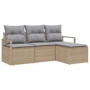vidaXL Bankstel met kussen 4 pcs Beige en Licht Grijs poly rattan