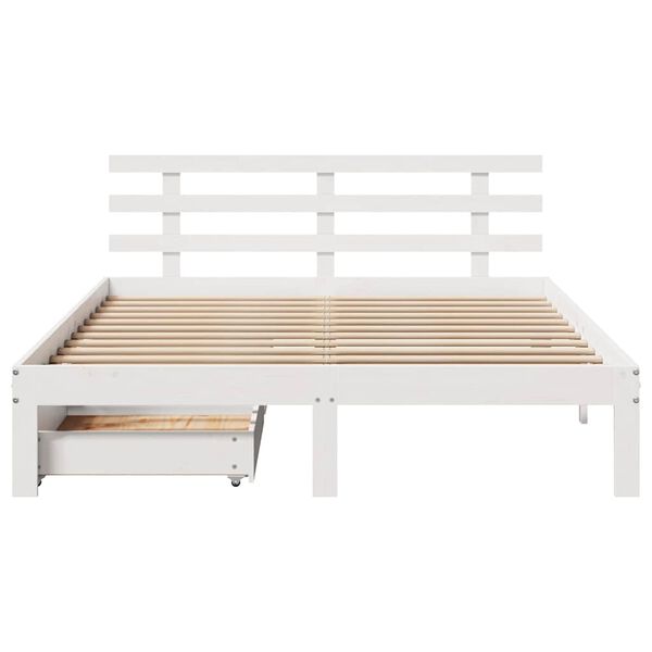 vidaXL Bedframe met lades massief grenenhout wit 140x190 cm