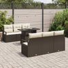 vidaXL Tuin Sofa Set met opslag 7 pcs Bruin en Crème poly rattan