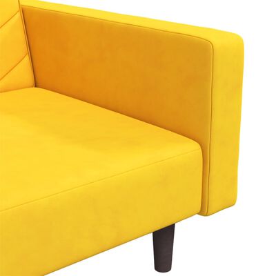vidaXL Slaapbank 2-zits met 2 kussens fluweel geel