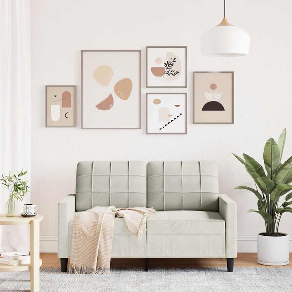 vidaXL Tweezitsbank 120 cm fluweel crèmekleurig