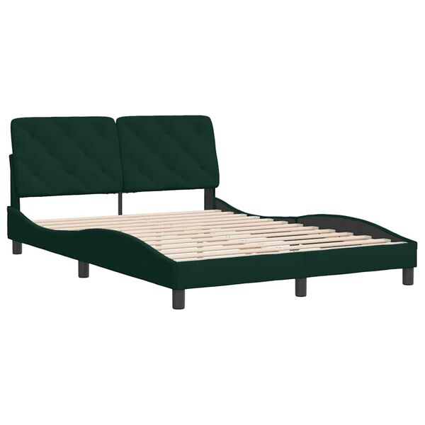 vidaXL Bedframe zonder matras 140x190 cm fluweel donkergroen
