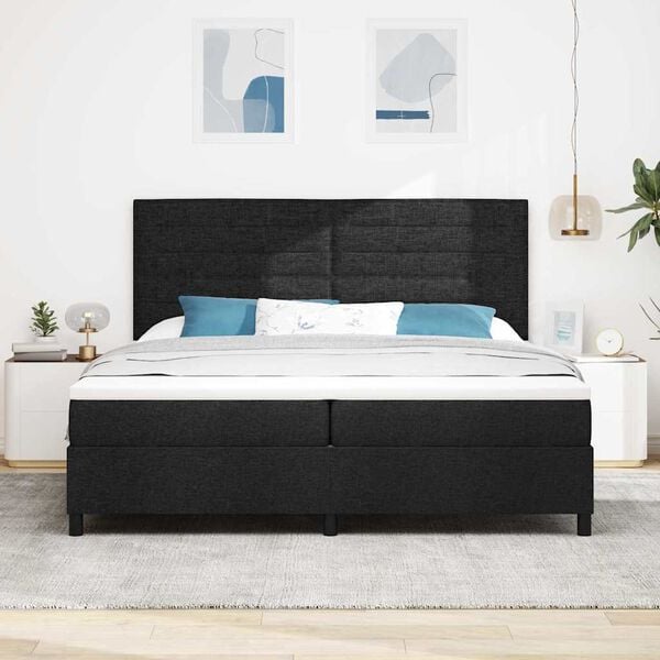 vidaXL Boxspringbed met matras met hoofdeinde Zwart 200 x 200 cm Stof