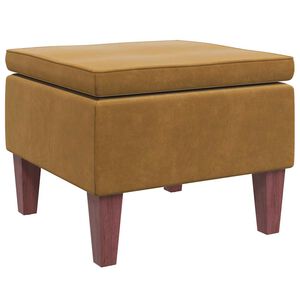 vidaXL Kruk met houten poten fluweel bruin
