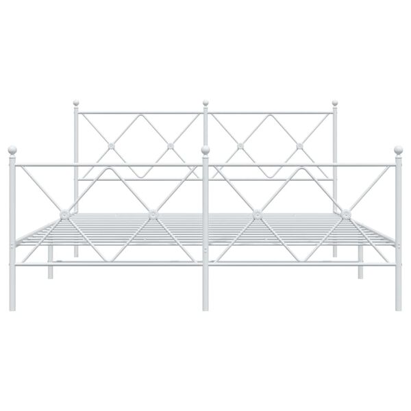 vidaXL Bedframe met hoofd- en voeteneinde metaal wit 160x200 cm