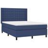 vidaXL Boxspring met matras stof blauw 140x190 cm
