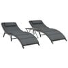 vidaXL 3-delige Loungeset inklapbaar poly rattan grijs