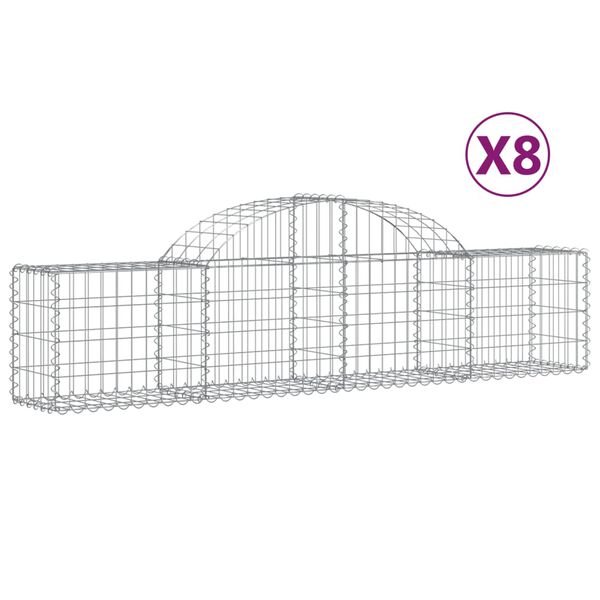 vidaXL Schanskorven 8 st gewelfd 200x30x40/60 cm gegalvaniseerd ijzer