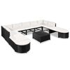 vidaXL 12-delige Loungeset met kussens poly rattan zwart