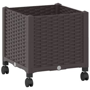 vidaXL Tuinschaal met wielen Bruin 40 x 40 x 48 cm PP