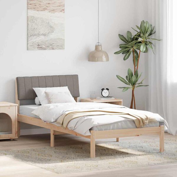 vidaXL Bedframe Bruin en taupe 90 x 190 cm Massief grenenhout