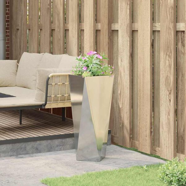 vidaXL Plantenbak Zilver 30 x 30 x 75 cm Gegalvaniseerd staal