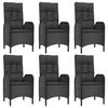 vidaXL 7-delige Tuinset met kussens poly rattan zwart